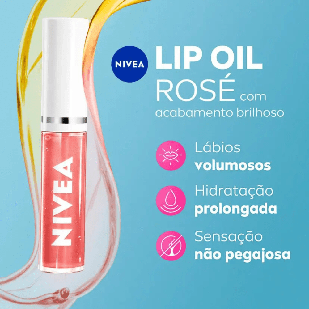 Brilho Labial Nutritivo Nivea Lip Oil Rosé 5,5ml